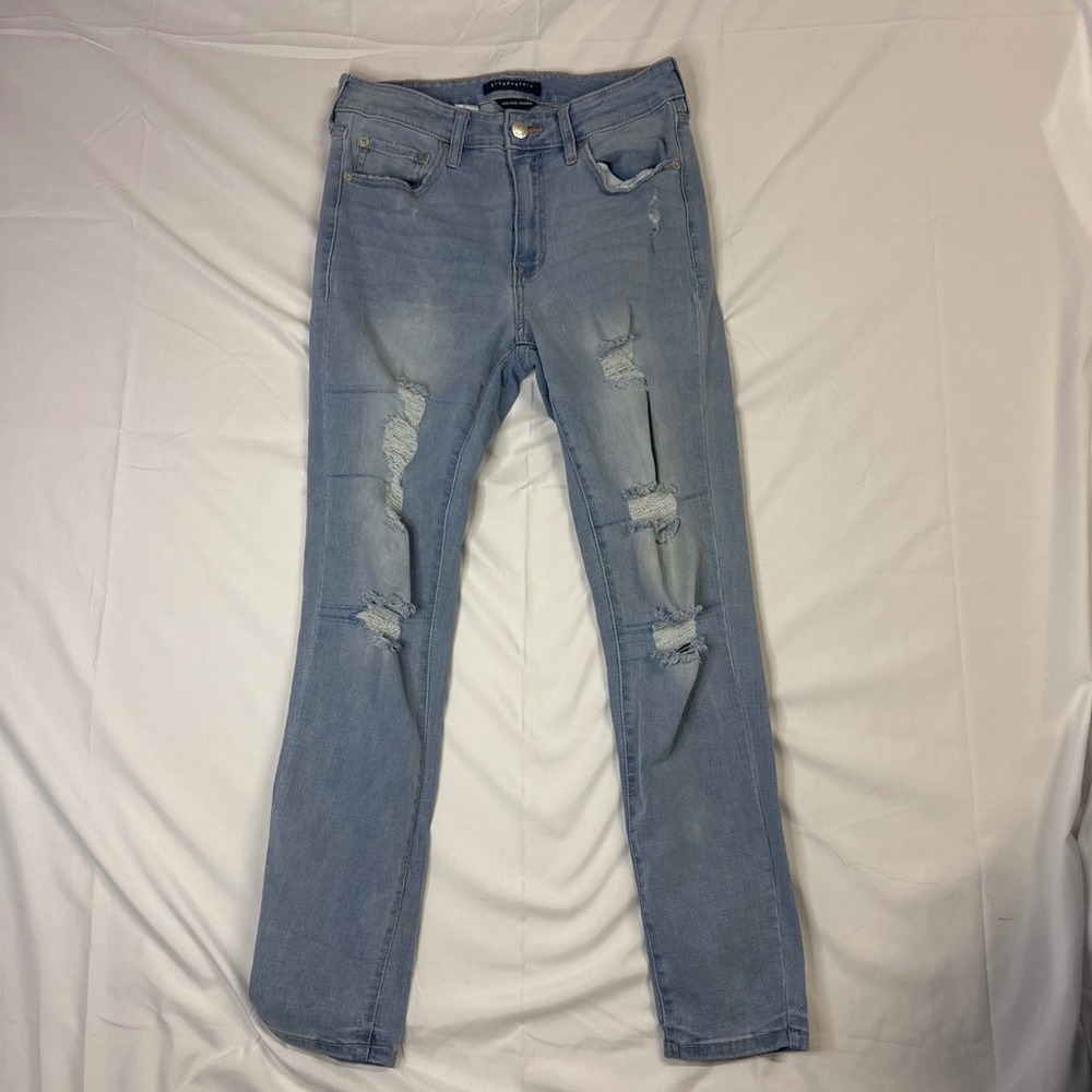 Aeropostale Womens High Rise Jegging Light Wash Distressed Ripped Jeans Size 10R